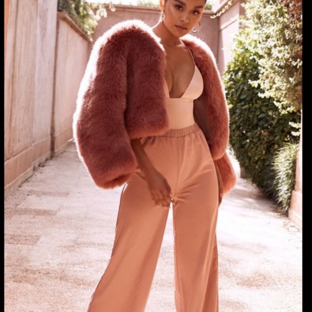House Of CB Kenya Rose Faux Fur Jacket